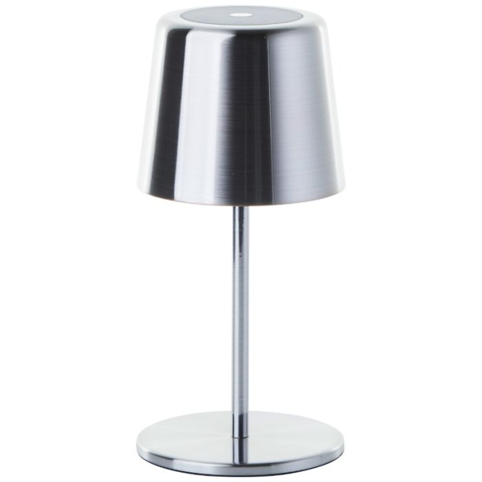 Lampe de table d'extérieur rechargeable nickel moderne, Skander, 4W, blanc chaud à froid réglable LED, IP44, avec variateur tactile