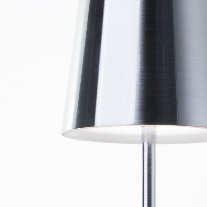 Lampe de table d'extérieur rechargeable nickel moderne, Skander, 4W, blanc chaud à froid réglable LED, IP44, avec variateur tactile