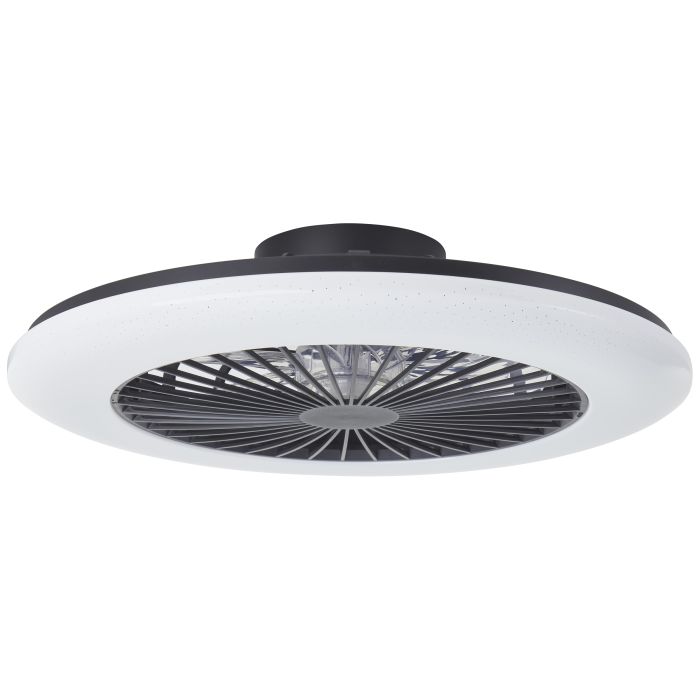 Ventilateur de plafond noir moderne, Sofieke, 48W, RGBW LED, avec télécommande