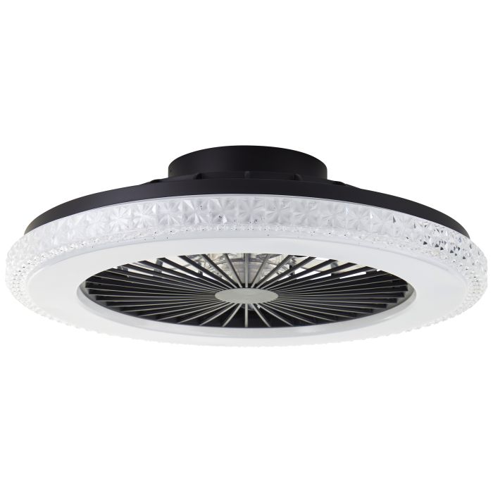 Ventilateur de plafond noir moderne, Baki, 40W, RGBW LED, avec télécommande