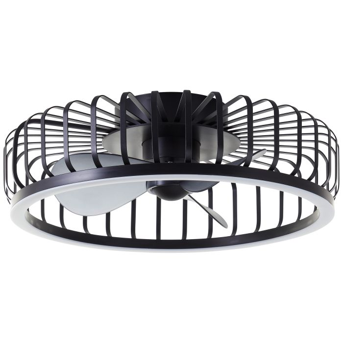 Ventilateur de plafond noir moderne, Tolga, 36W, 2700K-4000K-6500K LED, avec télécommande