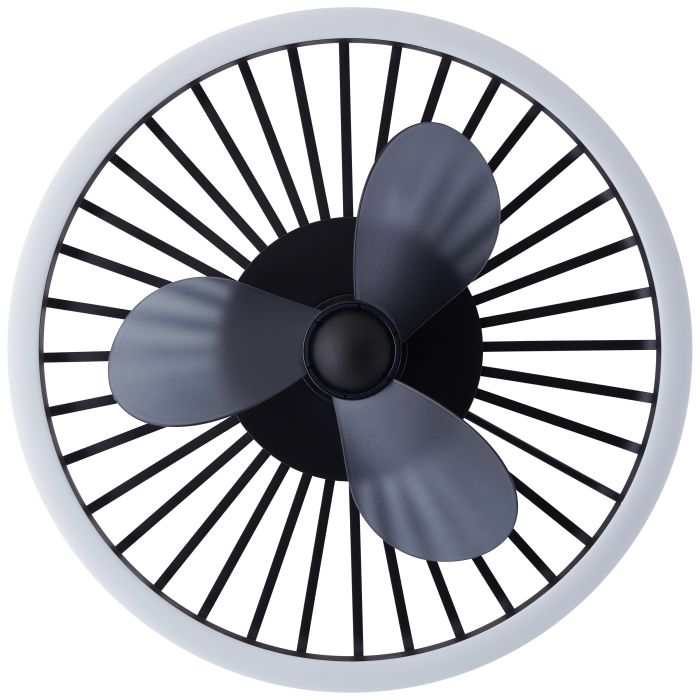 Ventilateur de plafond noir moderne, Tolga, 36W, 2700K-4000K-6500K LED, avec télécommande