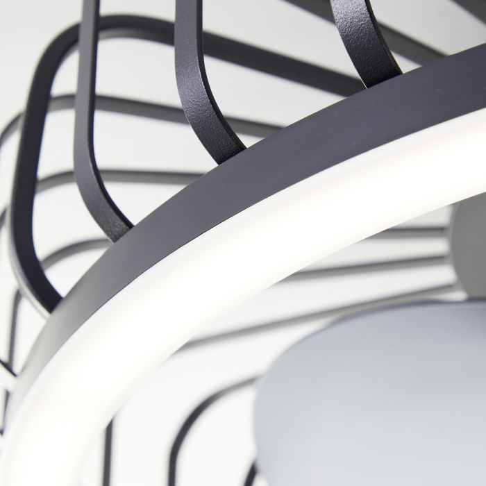 Ventilateur de plafond noir moderne, Tolga, 36W, 2700K-4000K-6500K LED, avec télécommande