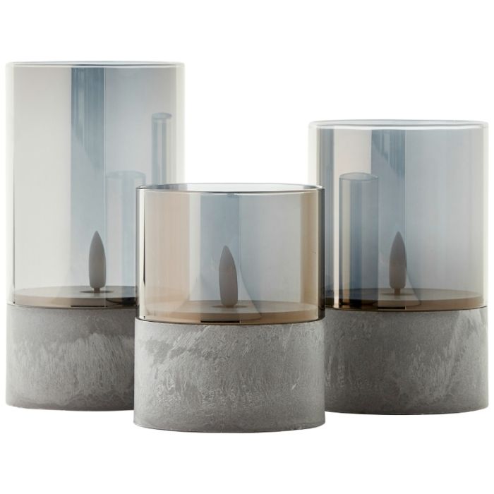 Set de bougies d’extérieur, Volkan, gris