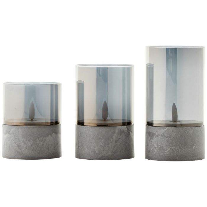 Set de bougies d’extérieur, Volkan, gris