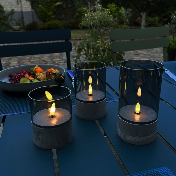 Set de bougies d’extérieur, Volkan, gris