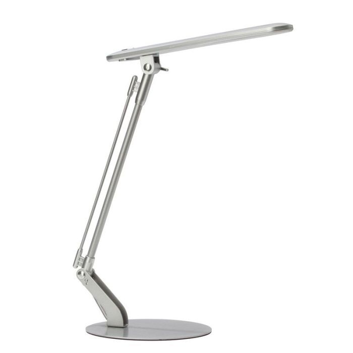 Lampe de bureau argentée en métal, Larah, 6W, 4000K LED, avec interrupteur