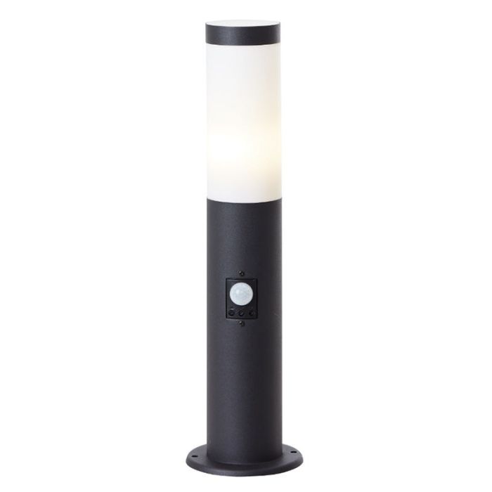Lampadaire extérieur avec détecteur de mouvement noir en métal, Meis, IP44
