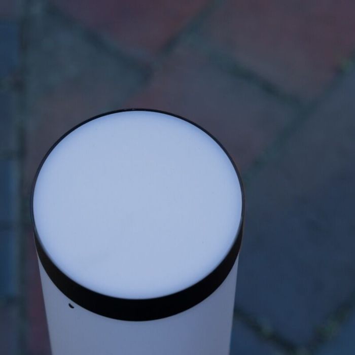 Lampadaire extérieur avec détecteur de mouvement noir en métal, Meis, IP44