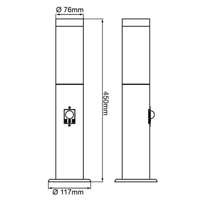 Lampadaire extérieur avec détecteur de mouvement noir en métal, Meis, IP44