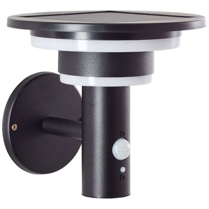 Applique solaire extérieur noire moderne, Lonneke, 3W, 3000K LED, IP44