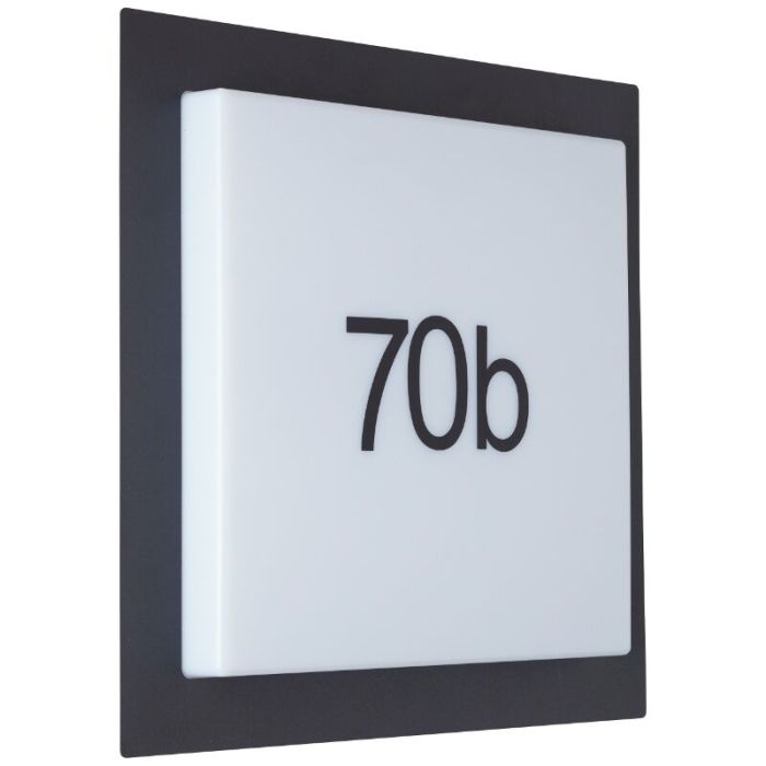 Numéro de maison lumineux noir en aluminium, Nurcan, 15W, 3000K LED, IP44