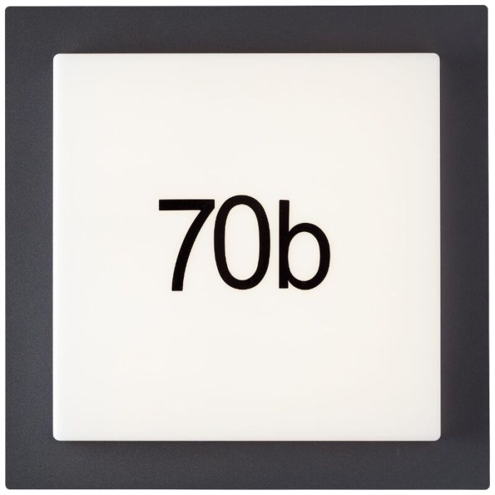 Numéro de maison lumineux noir en aluminium, Nurcan, 15W, 3000K LED, IP44