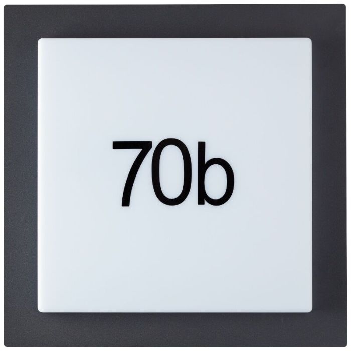 Numéro de maison lumineux noir en aluminium, Nurcan, 15W, 3000K LED, IP44