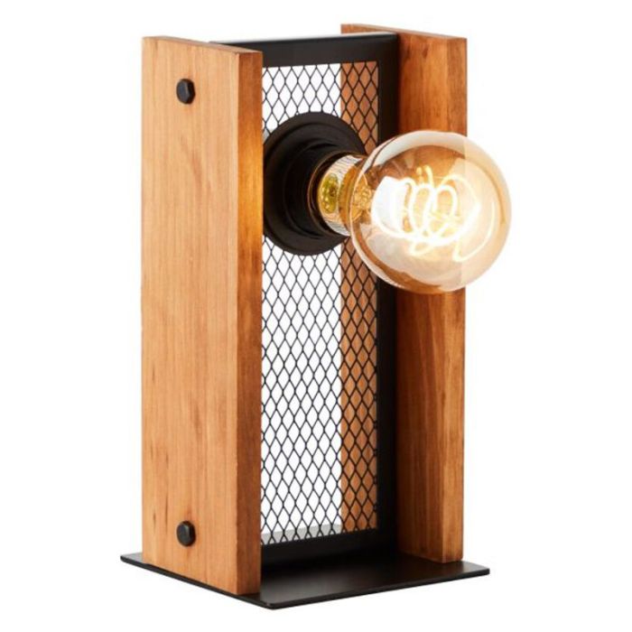 Lampe de table en bois marronne, Rasha, avec interrupteur