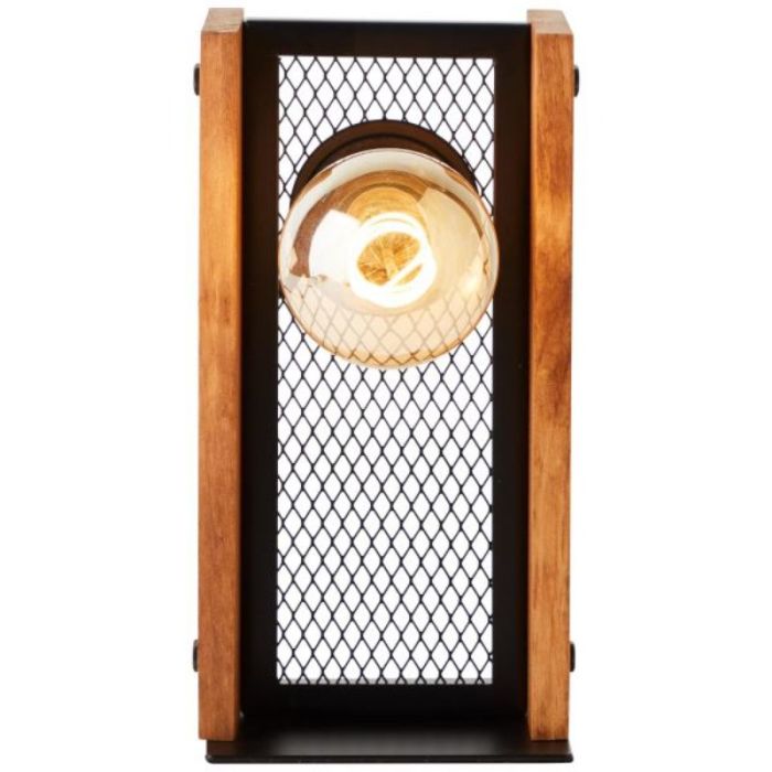 Lampe de table en bois marronne, Rasha, avec interrupteur