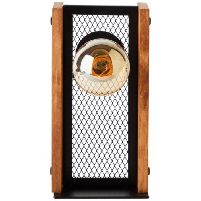 Lampe de table en bois marronne, Rasha, avec interrupteur
