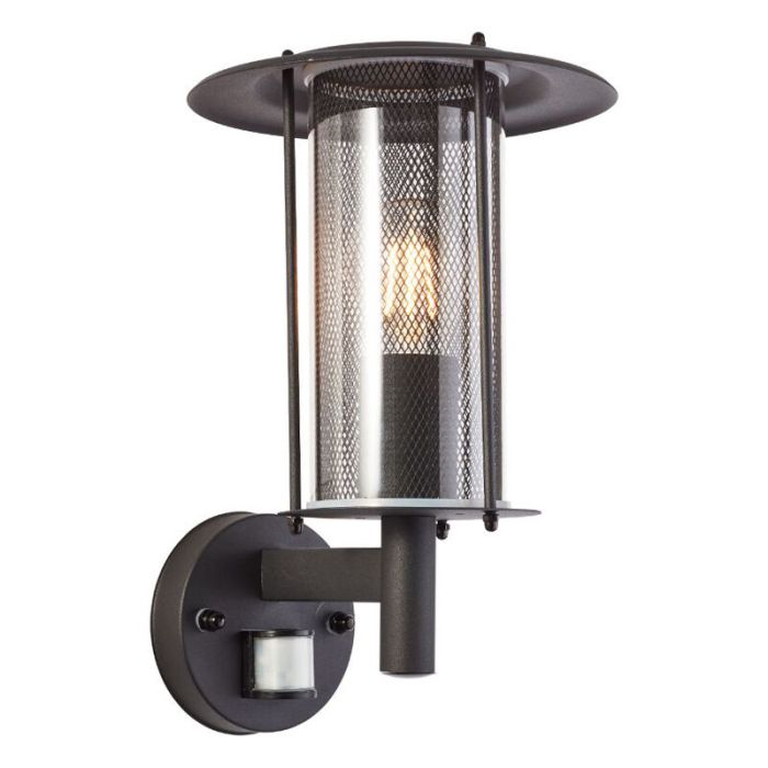 Applique extérieur avec détecteur de mouvement noire rustique, Gezina, IP44