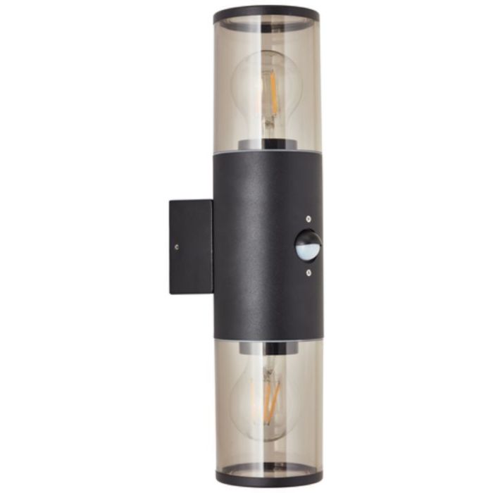 Applique extérieur avec détecteur de mouvement noire moderne, Sherwin, IP44