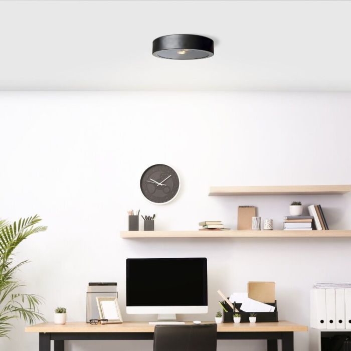 Lampe plafond noire industrielle, Sherman
