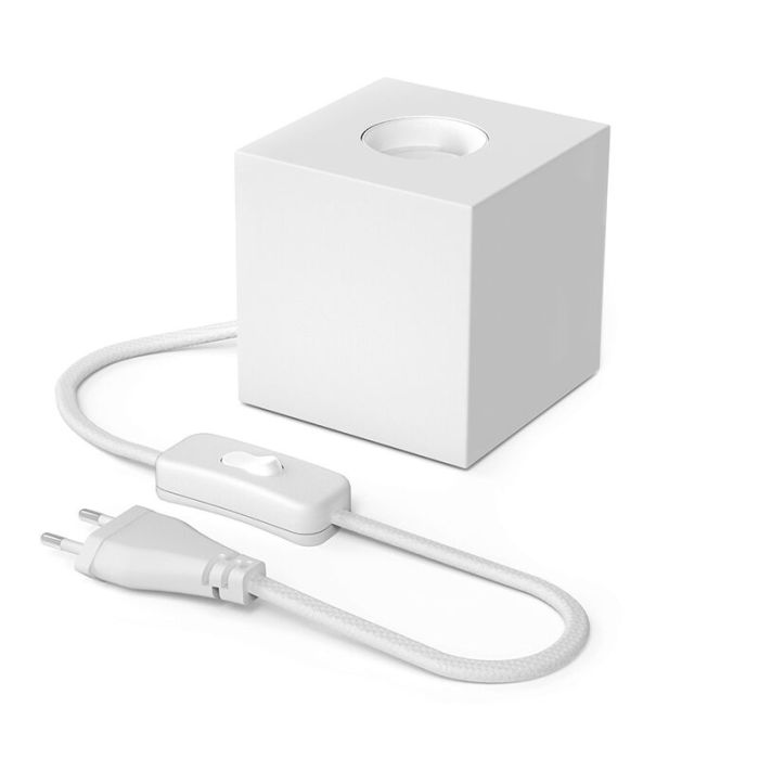 Lampe de table sans abat-jour moderne blanche, Loana, avec interrupteur