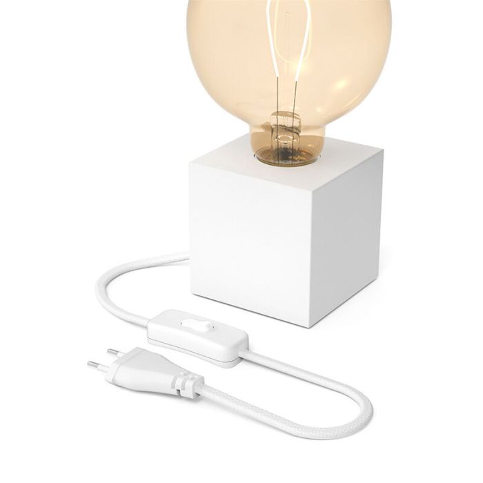 Lampe de table sans abat-jour moderne blanche, Loana, avec interrupteur