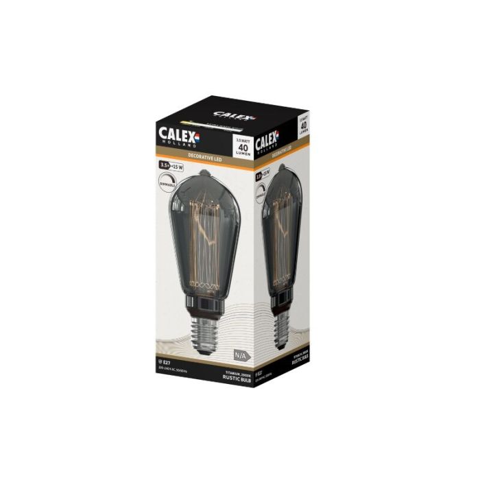 Calex ampoule LED Edison E27 gradable gris, 3,5W, 2000K