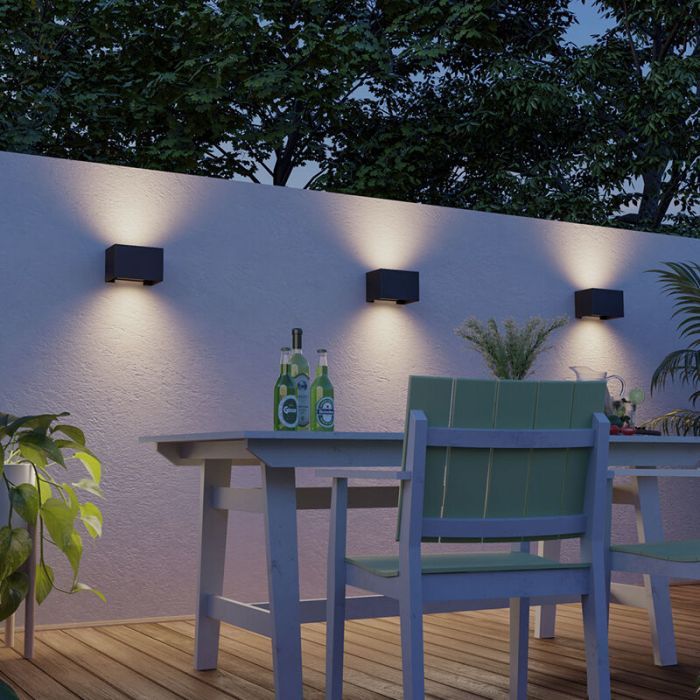 Applique up and down en aluminium noire, Dion, 7W, 3000K LED, IP54