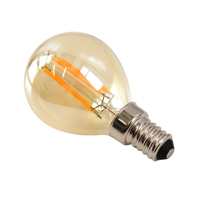Dimmable E14 ampoule LED, P45, 3w, ambre verre, 2200K