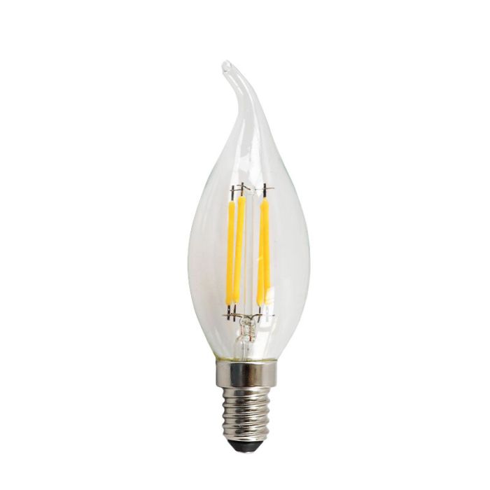 Dimmable E14 ampoule bougie LED, 3w, verre transparent, 2700k
