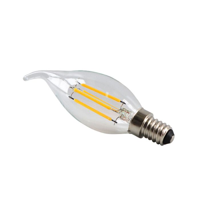 Dimmable E14 ampoule bougie LED, 3w, verre transparent, 2700k