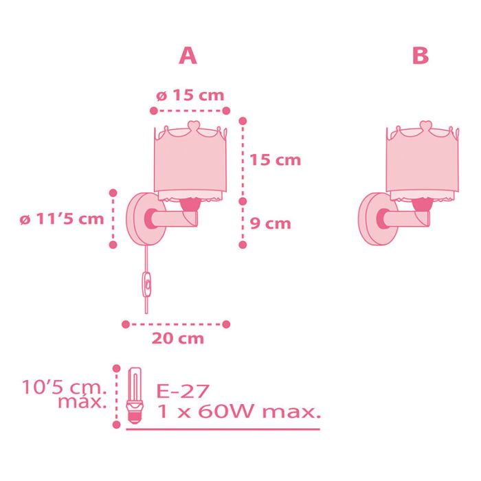 Applique murale pour enfants en plastique rose, Queen