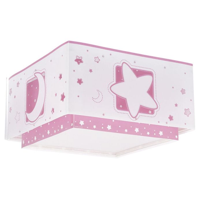Plafonnier pour enfants en plastique rose, Moon and stars
