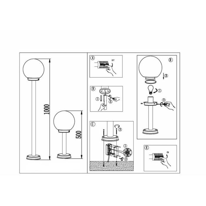 Luminaire extérieur argenté en acier inoxydable, Baukje, IP44