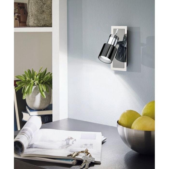 Spot plafond nickel en acier, Nicolas, avec interrupteur
