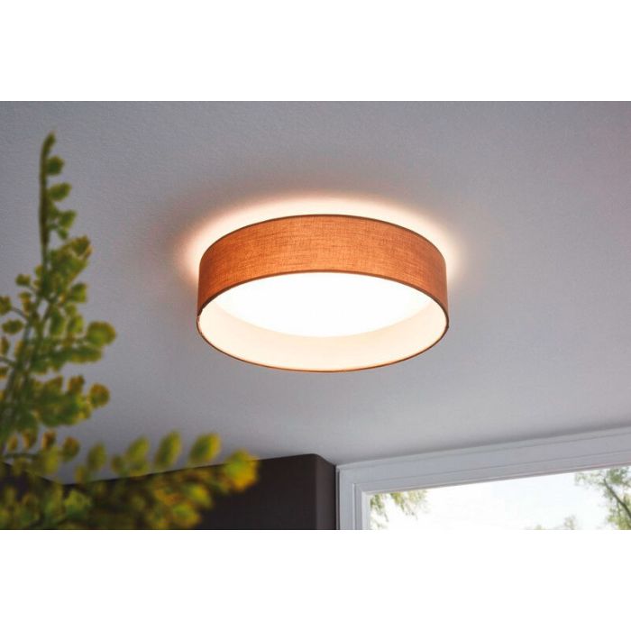 Lampe plafond taupe en tissu, Abano, 12W, 3000K LED