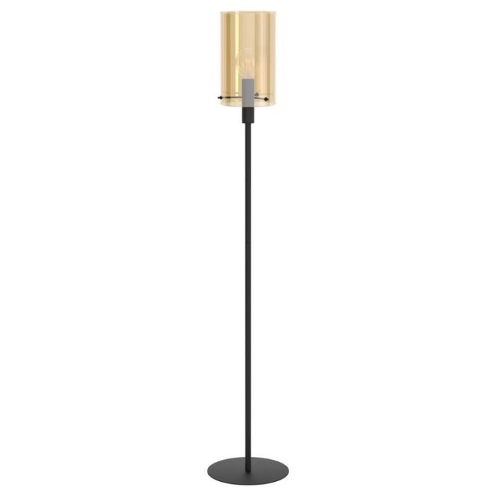 Lampadaire noir en acier, Ritesh, avec interrupteur