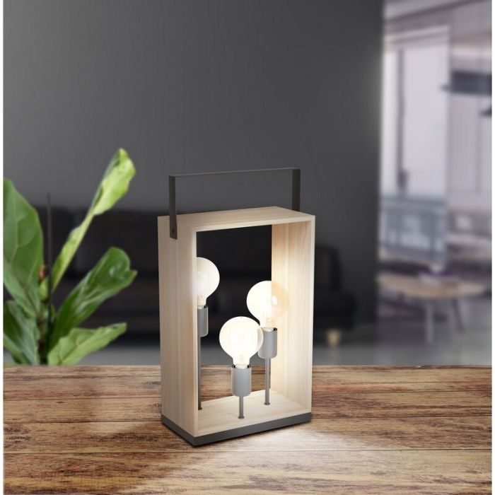 Lampe de table en bois noire, Olaf, avec interrupteur