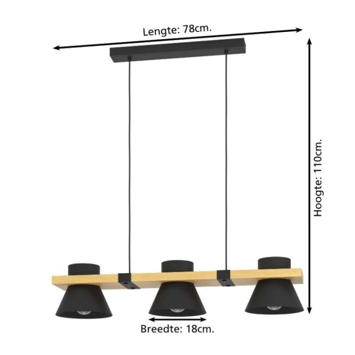 Suspension noire en bois, Juanita