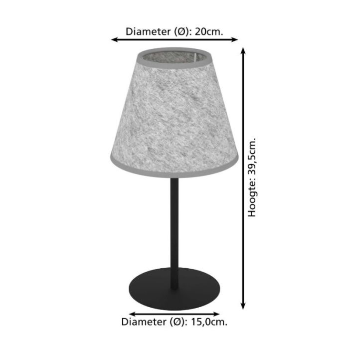Lampe de table grise en tissu, Allan, avec interrupteur