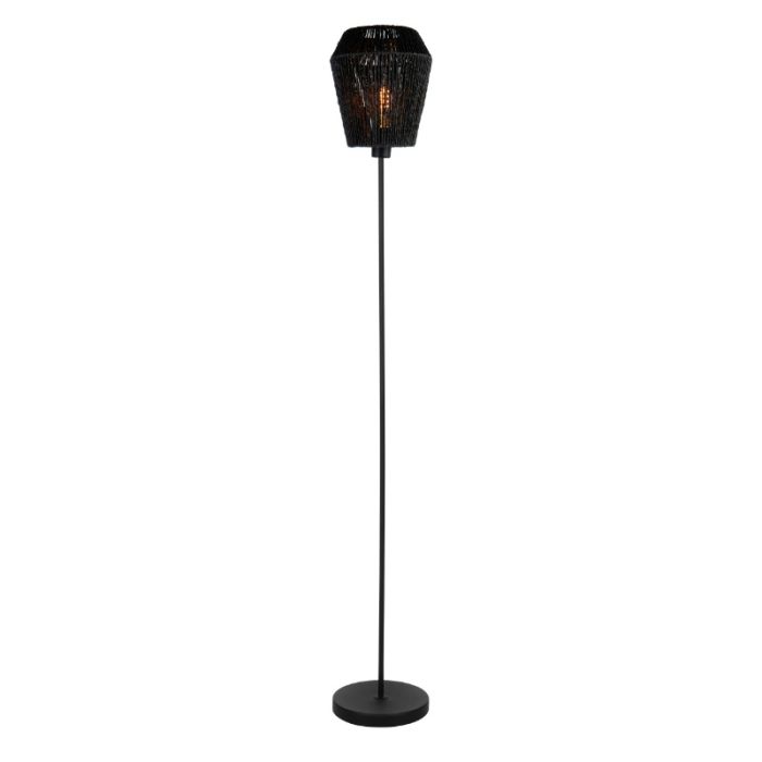 Lampadaire en papier noir, Caine, avec interrupteur