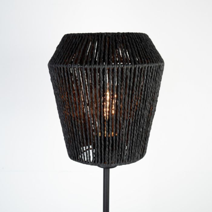 Lampadaire en papier noir, Caine, avec interrupteur