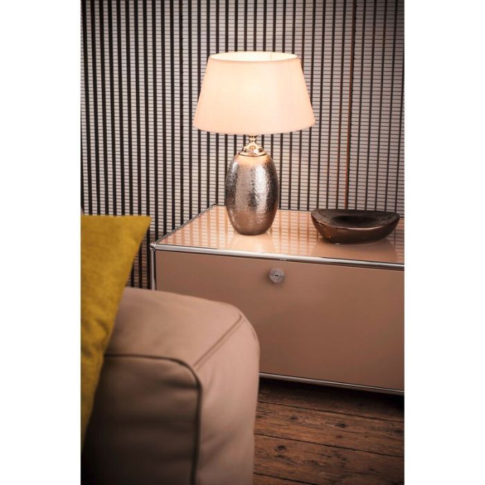 Lampe de table sans abat-jour nickel en aluminium, Abdel, avec interrupteur