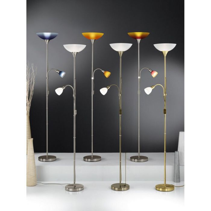 Lampadaire liseuse doré en plastique, Burgo, avec interrupteur