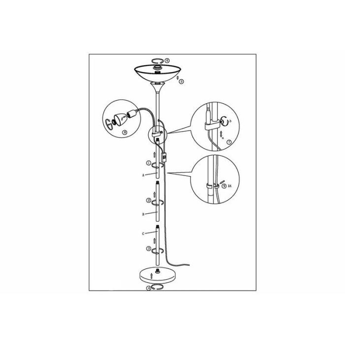 Lampadaire liseuse bronze en plastique, Burgo, avec interrupteur