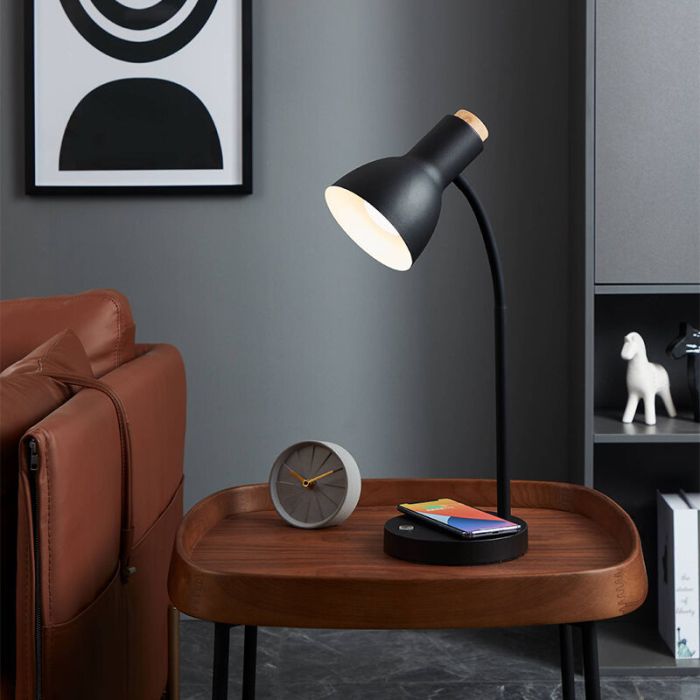 Lampe de table noire en aluminium, Serena, 5,5W, 3000K LED, avec variateur tactile