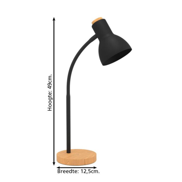 Lampe de table noire en aluminium, Serena, 5,5W, 3000K LED, avec variateur tactile