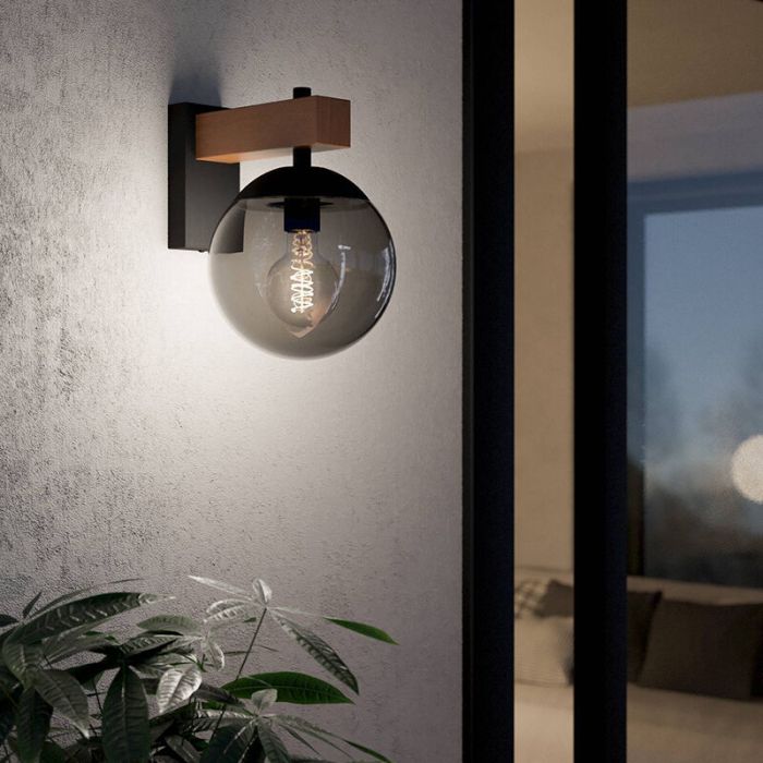 Luminaire extérieur gris en verre, Boris, IP44