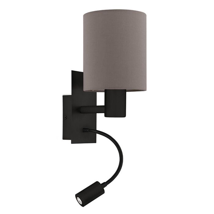 Lampe de chevet taupe en tissu, Abano, avec interrupteur