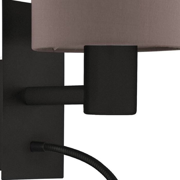 Lampe de chevet taupe en tissu, Abano, avec interrupteur
